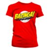 Rød T-shirt til damer med Bazinga! tryk